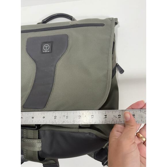 TUMI T-Tech Bag Olive Convertible Ballistic Messenger Bag Padded Backpack - Picture 12 of 12